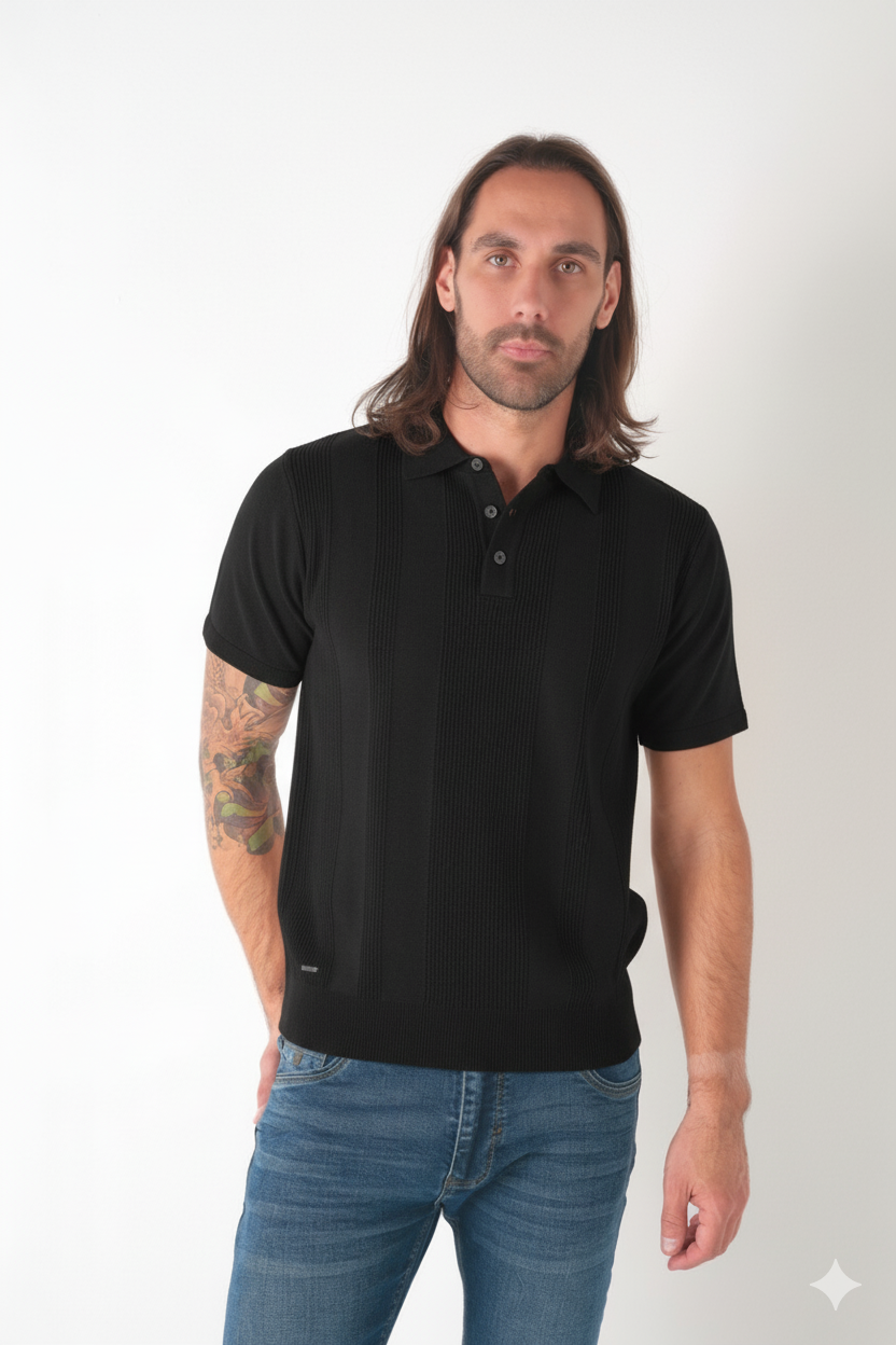 Polo en maille rayures Homme